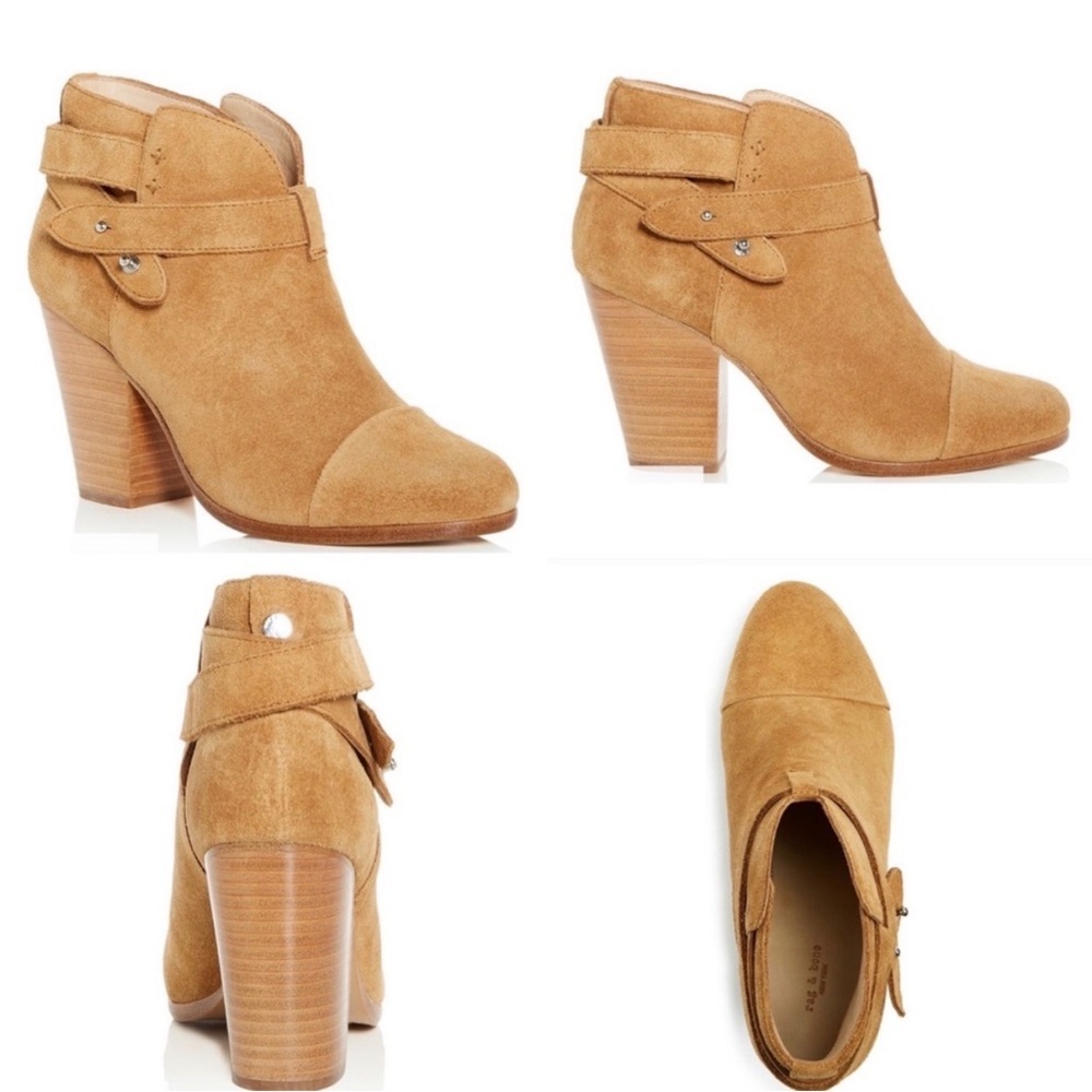 rag & bone Camel Suede Wrap-Strap Ankle Booties